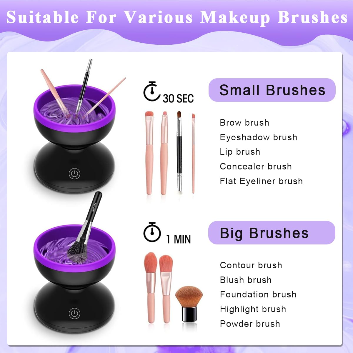 MAYCREATE Electric Makeup Brush Cleaner Machine, Silicone Makeup Brush Cleaning Cup, Portable USB Automatic Spinner Cleaner for All Size Brushes MAYCREATE Electric Makeup Brush Cleaner Machine, Silicone Makeup Brush Cleaning Cup, Portable USB Automatic Spinner Cleaner for All Size Brushes